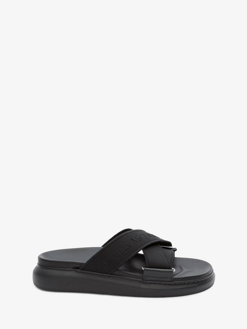 Sandalias Alexander McQueen Oversized Hybrid Slide Hombre - Negros/Plateados - Mexico 865-RKHSTA